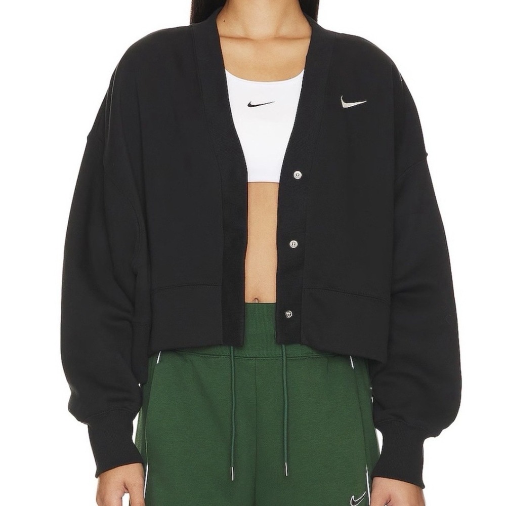 Nike Women's NSW Phoenix Fleece Black Oversized Cardigan FB8772-010 Small